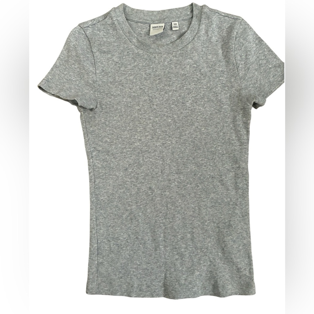 Aritzia Tna HomeStretch™ Rib Tune Tee – Heather Grey – XXS – Essential
